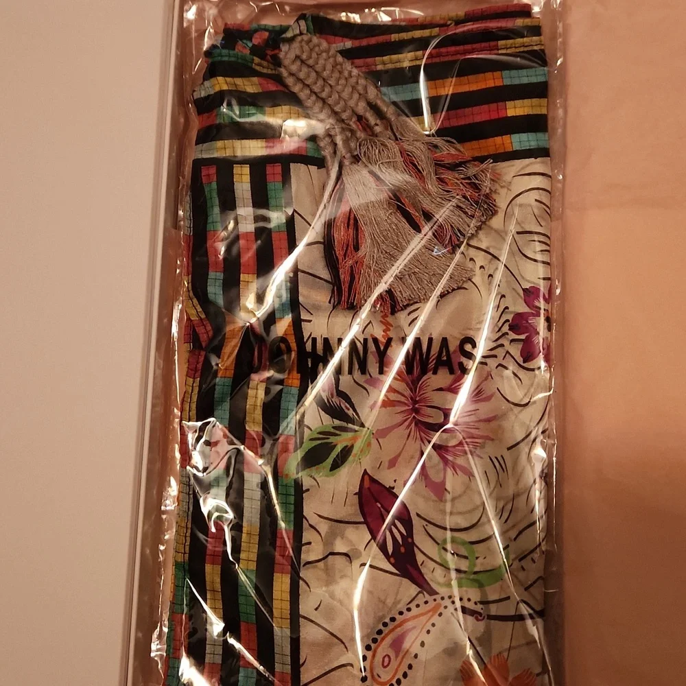 Johnny Was Multicolor Butterfly and Stripe Scarf - Picture 6 of 10